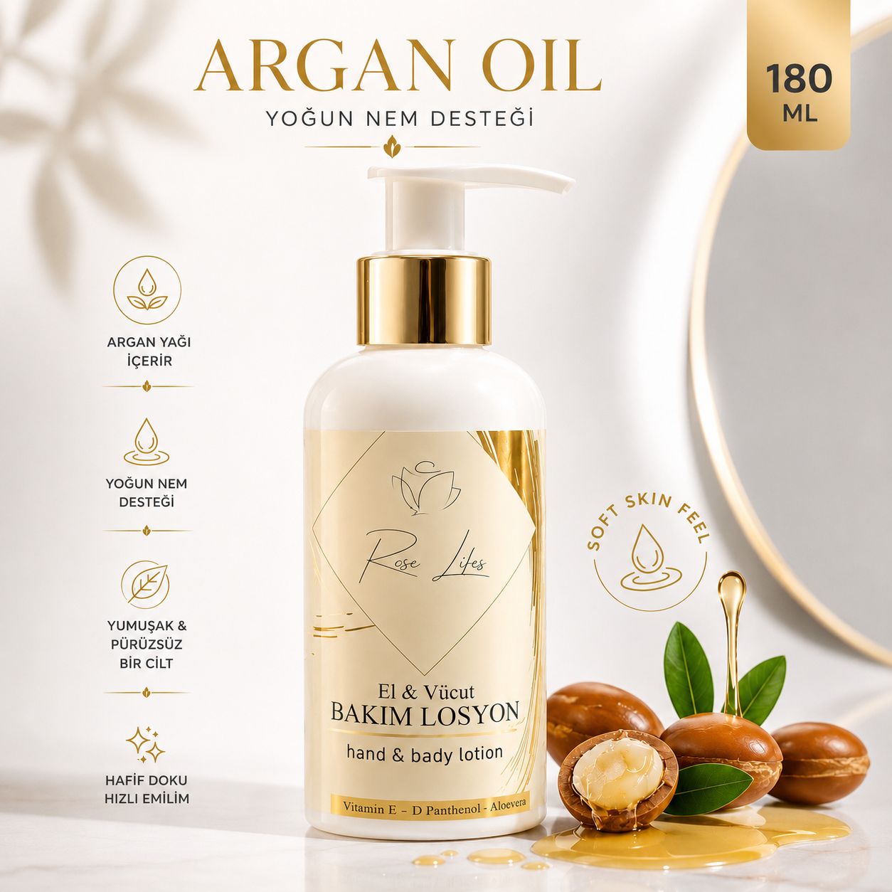Argan Yağlı El ve Vücut Bakım Losyonu 180 ml